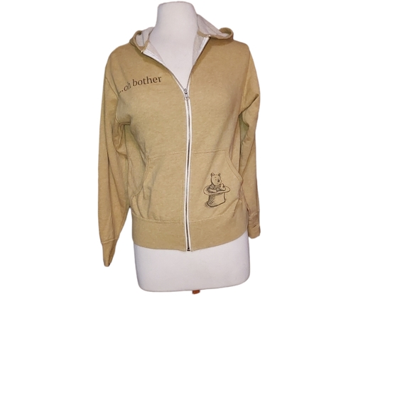 Disney S Sweatshirt Top Sweater Jacket Full Zip Yellow Gold Winnie The P… - Picture 1 of 3